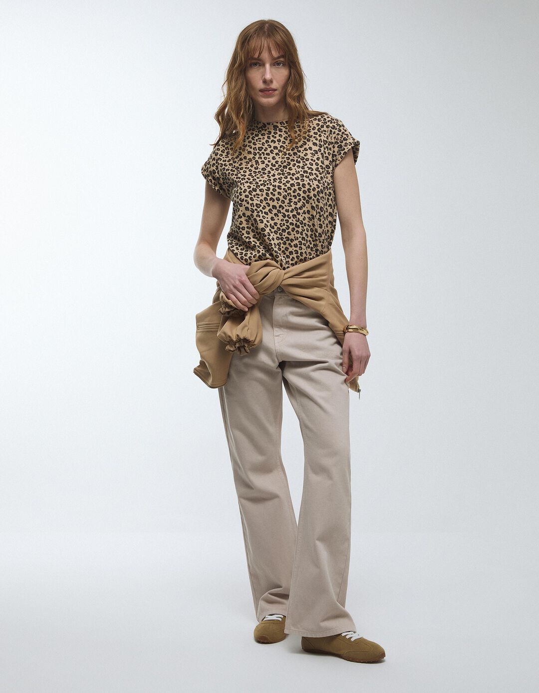 T-shirt Animal Print, Mulher, Bege