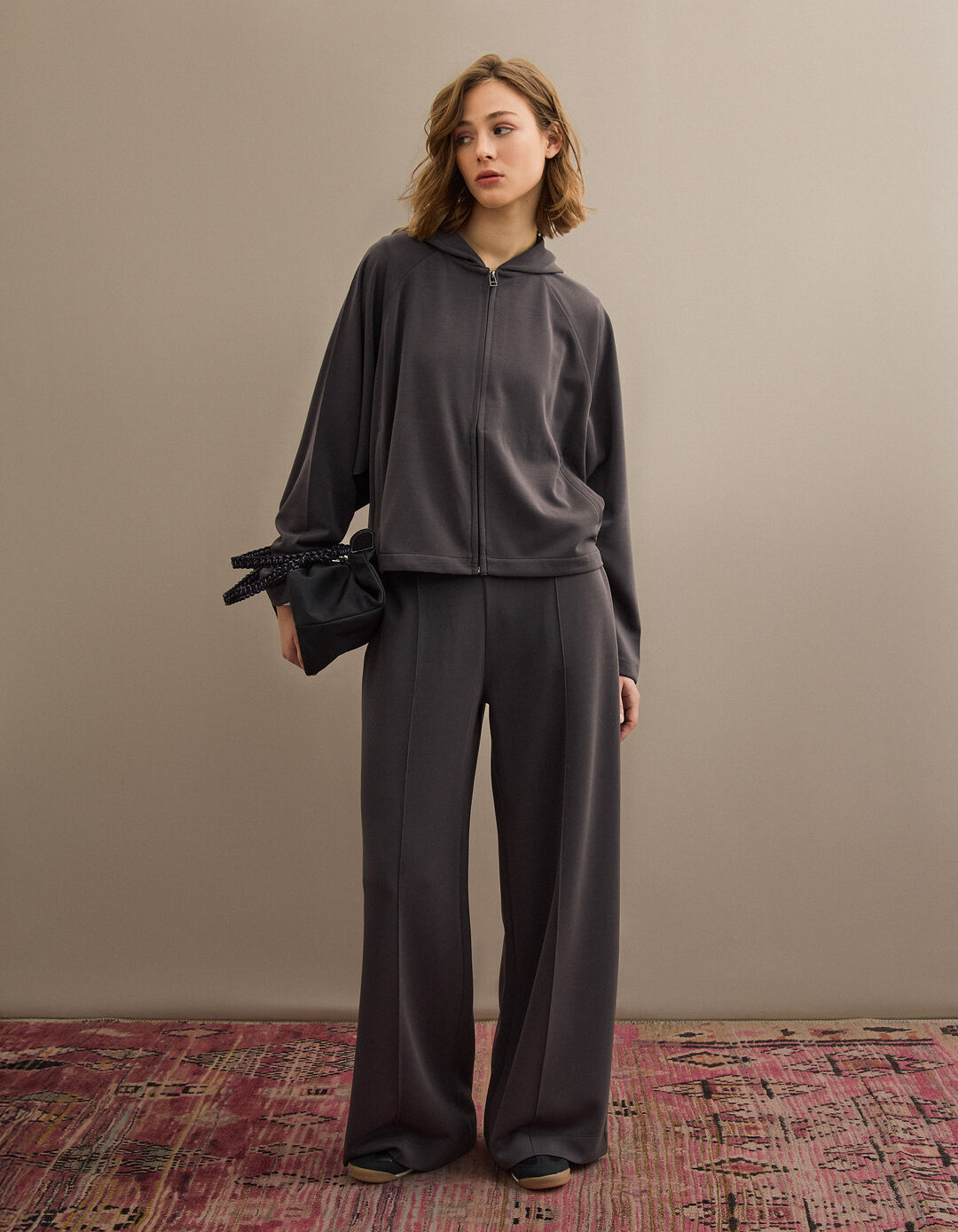 Casaco com Capuz, Mulher, Cinzento