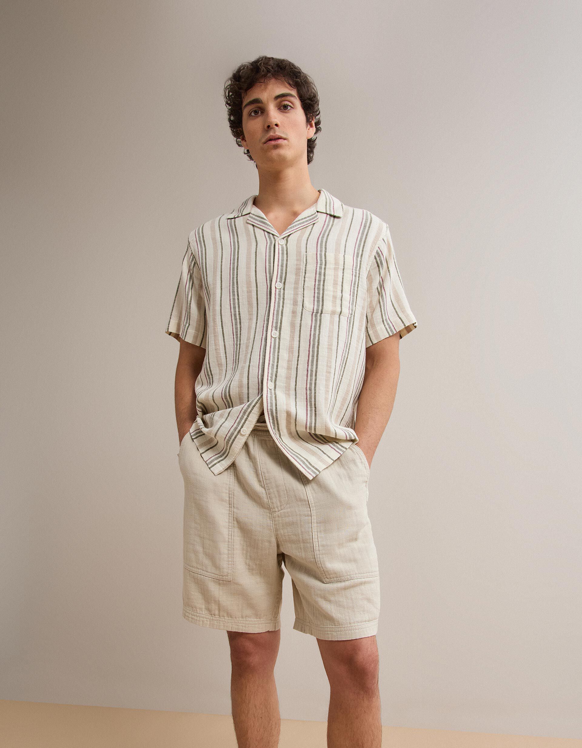 Comprar Online Camisa Riscas, Homem, Bege
