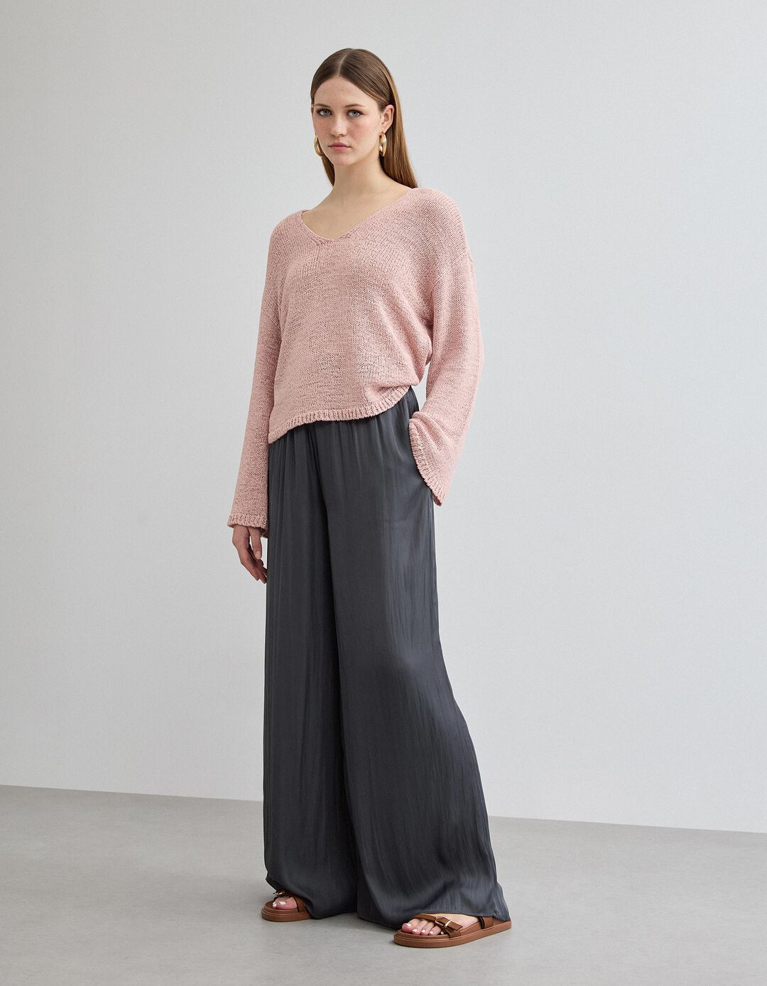 Cal&ccedil;as 'Wide', Mulher, Cinzento