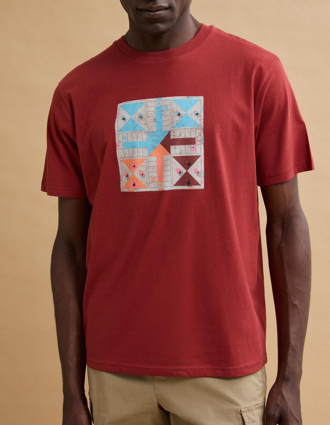 T-shirt Estampada, Homem, Castanho