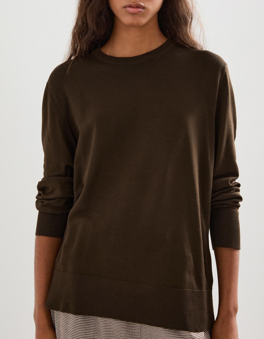 Camisola de Malha, Mulher, Castanho Escuro