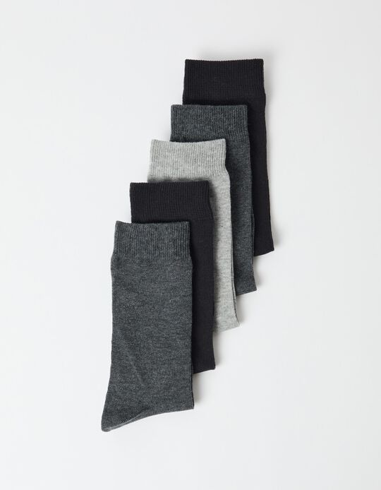 Comprar Online Pack 5 Pares de Meias Lisas, Homem, Cinzento Escuro