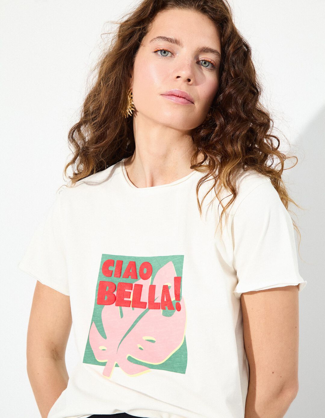 T-shirt, Mulher, Bege Claro 