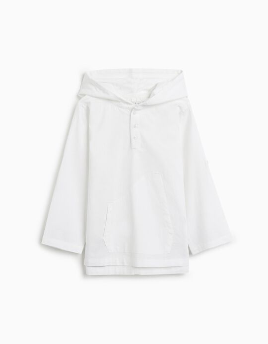 Comprar Online Camisola Capuz com Linho, Menino, Branco