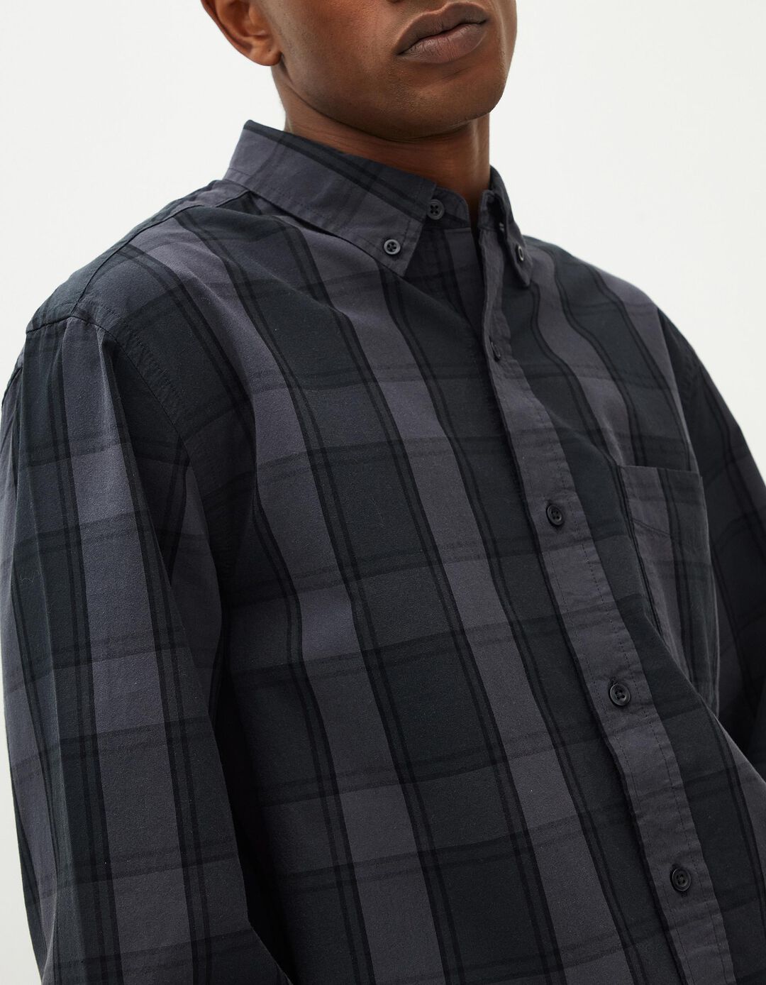 Camisa de Manga Comprida Xadez, Homem, Azul Escuro