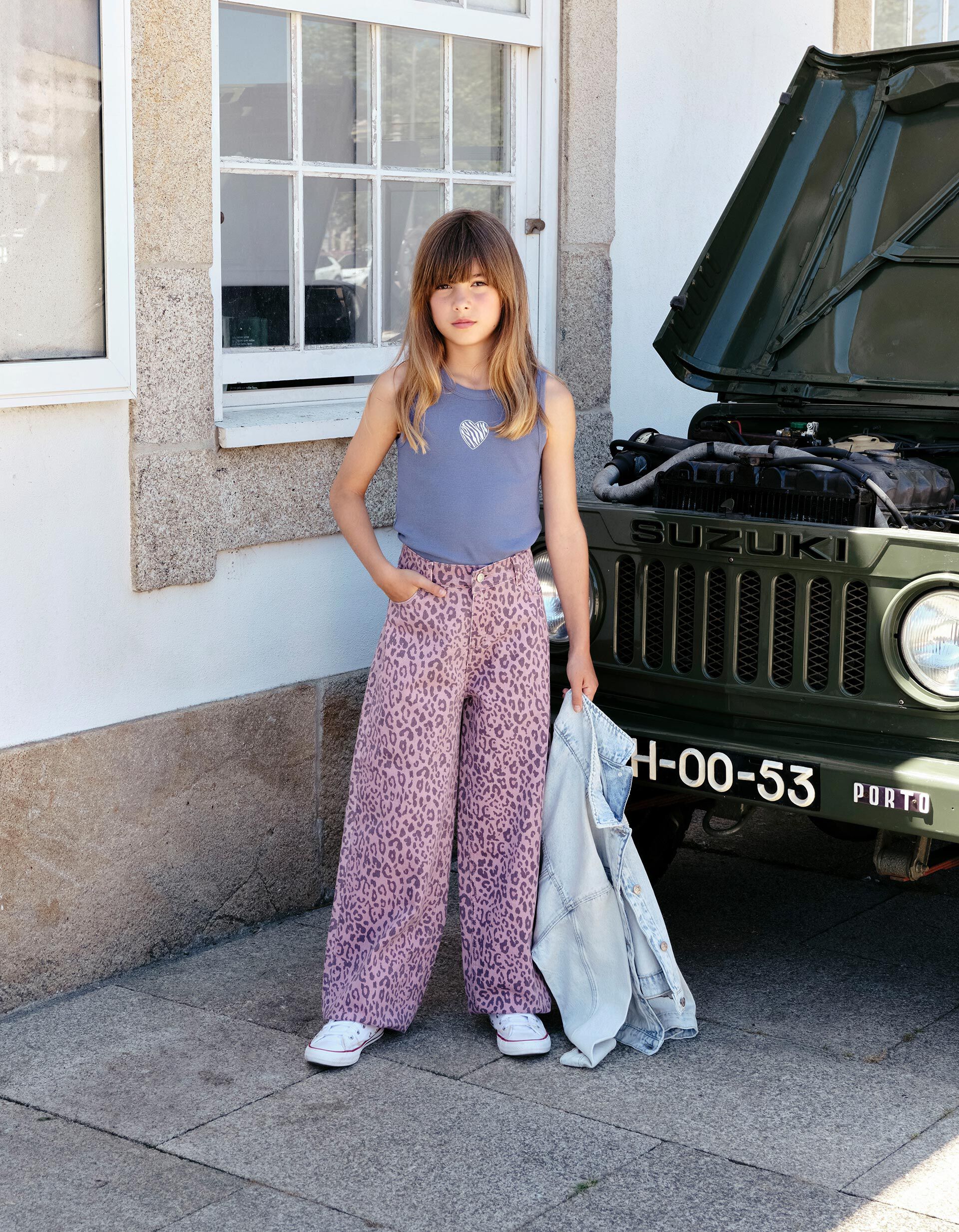 Comprar Online Cal&ccedil;as Wide Leg Animal Print, Menina, Malva