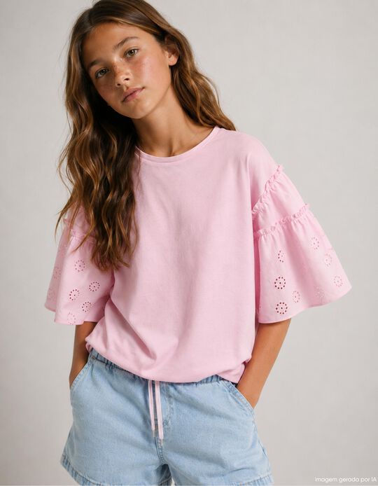 Comprar Online T-shirt Boxy, Menina, Rosa Claro