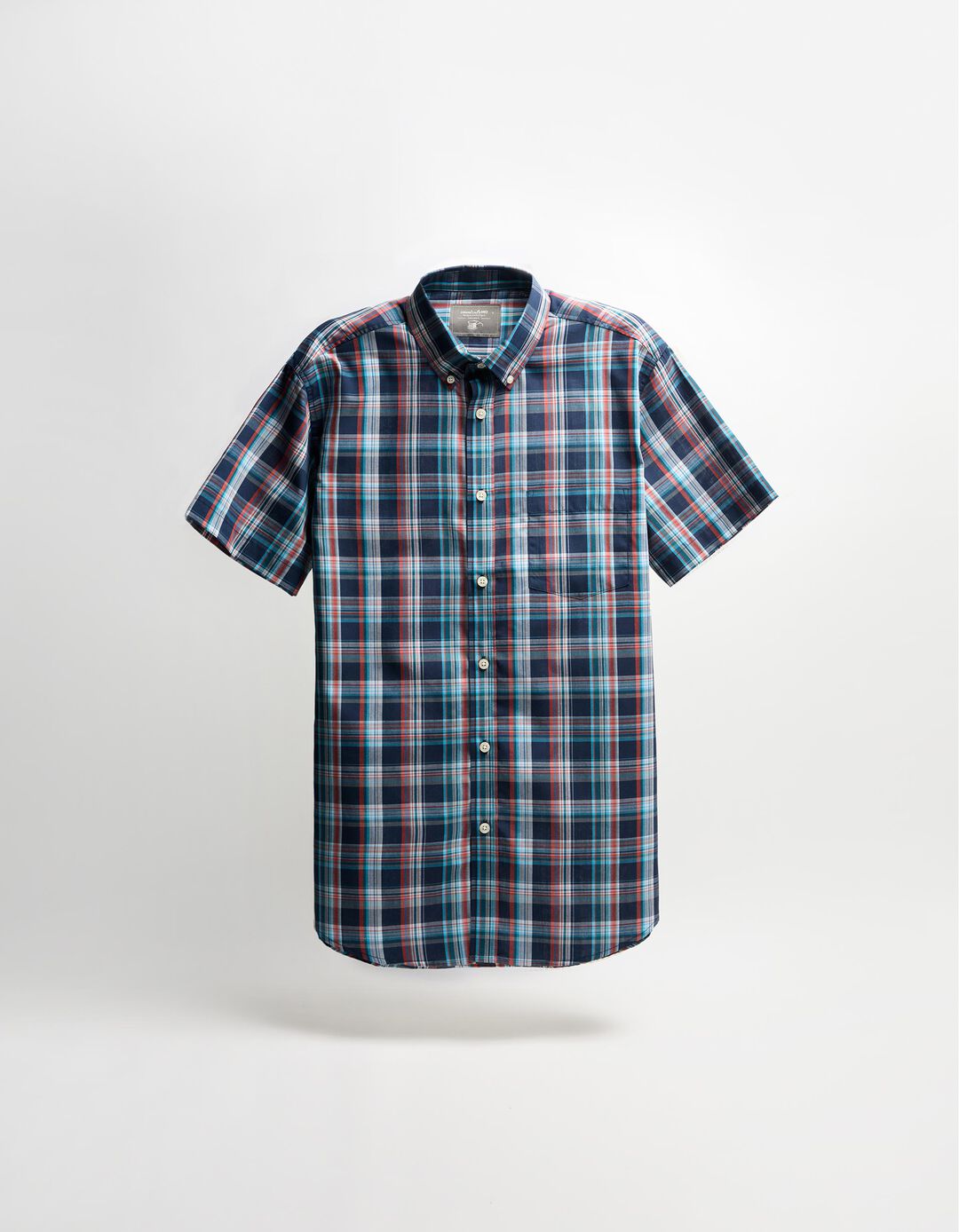 Camisa de Manga Curta Riscas, Homem, Azul Escuro