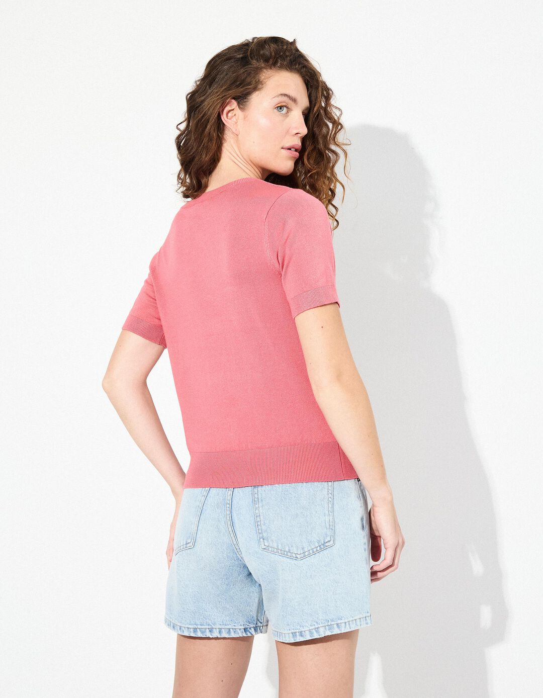 T-shirt de Malha, Mulher, Rosa