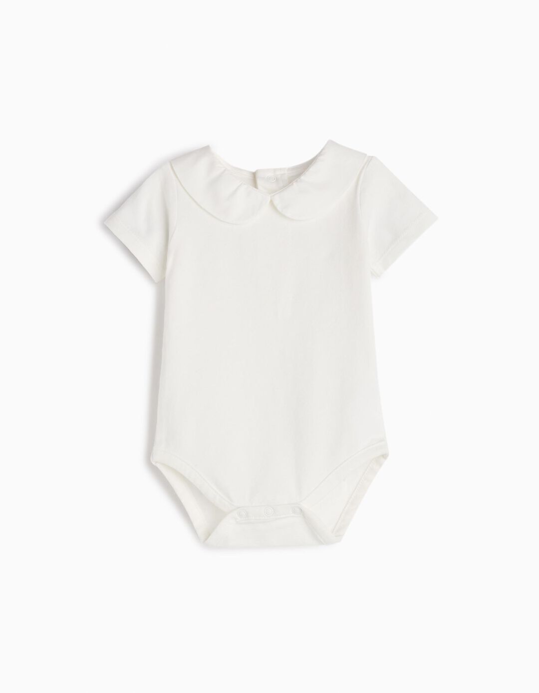 Body com Gola Peter Pan, Recém-Nascido, Branco 