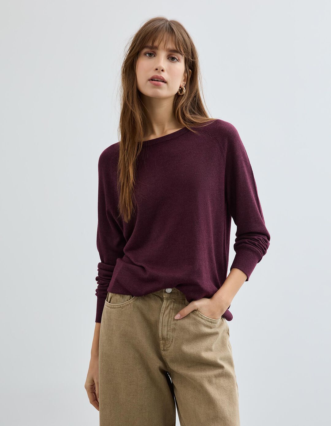 Camisola com Caxemira, Mulher, Vermelho Escuro