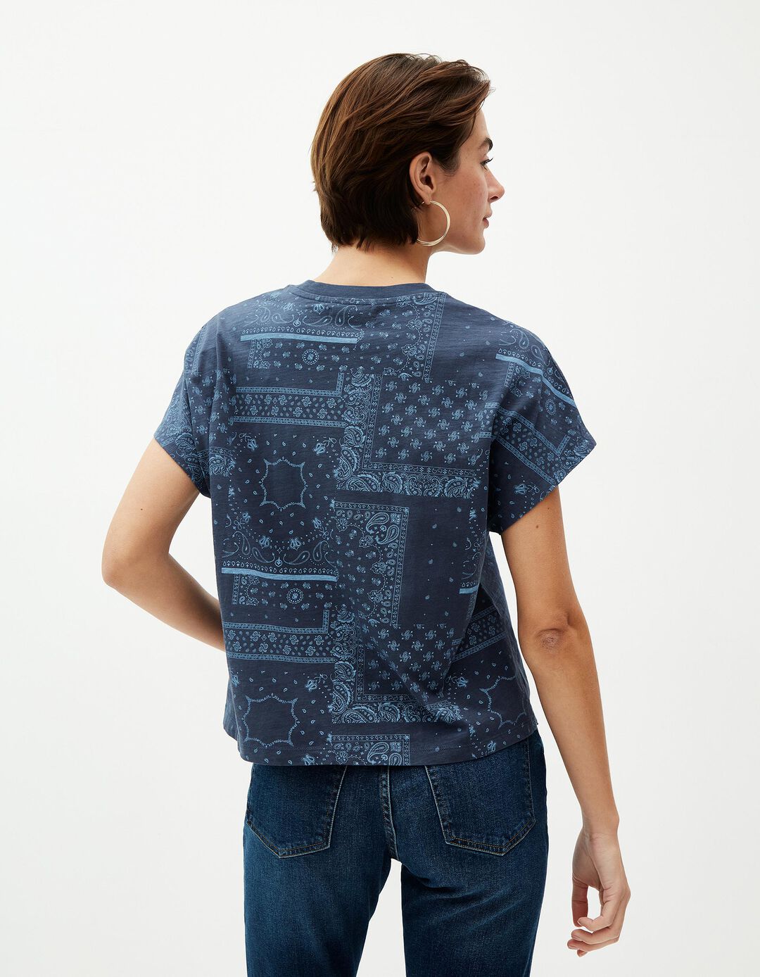 T-shirt Estampado Bandana, Mulher, Azul