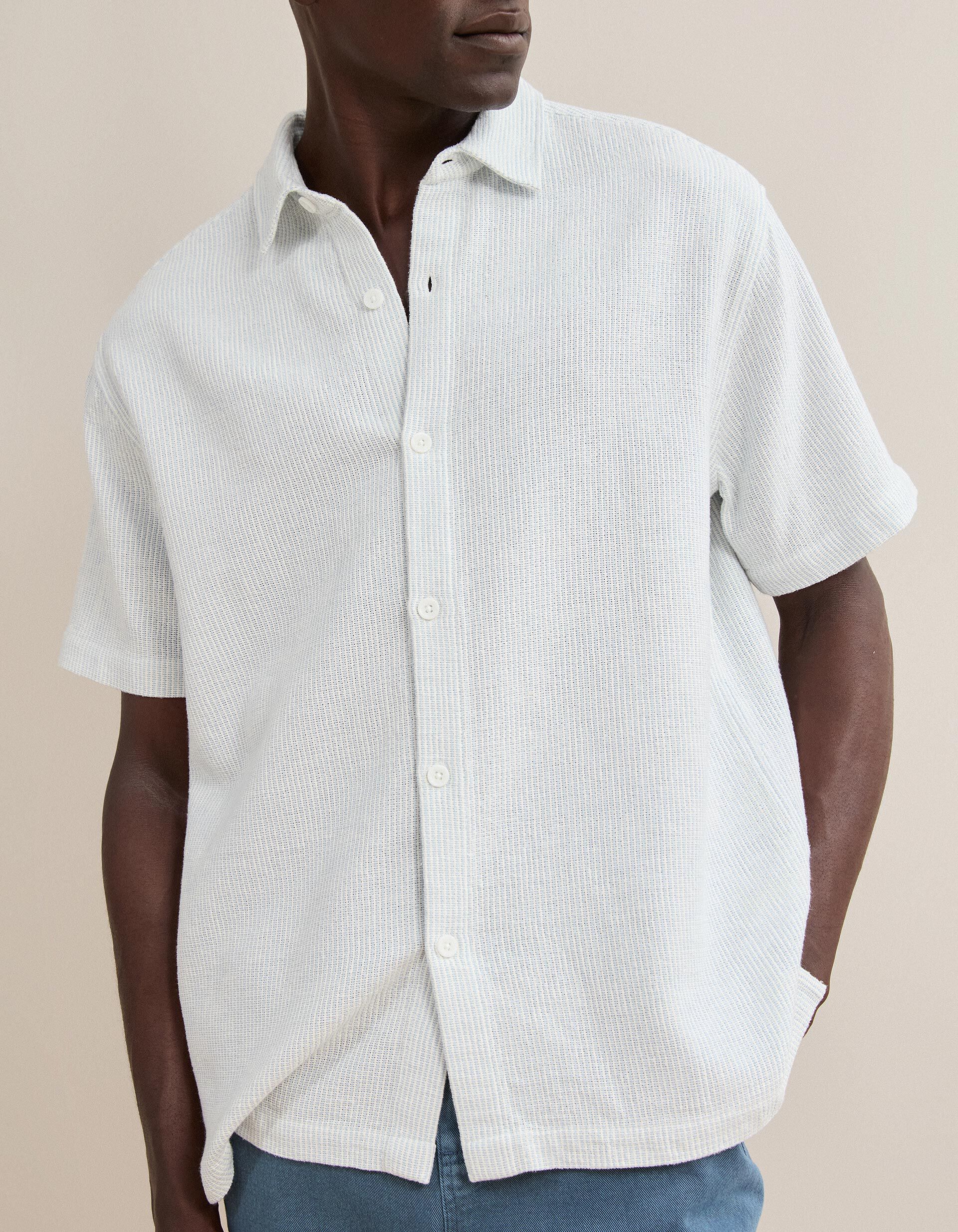 Comprar Online Camisa &Agrave;s Riscas, Homem, Azul Escuro