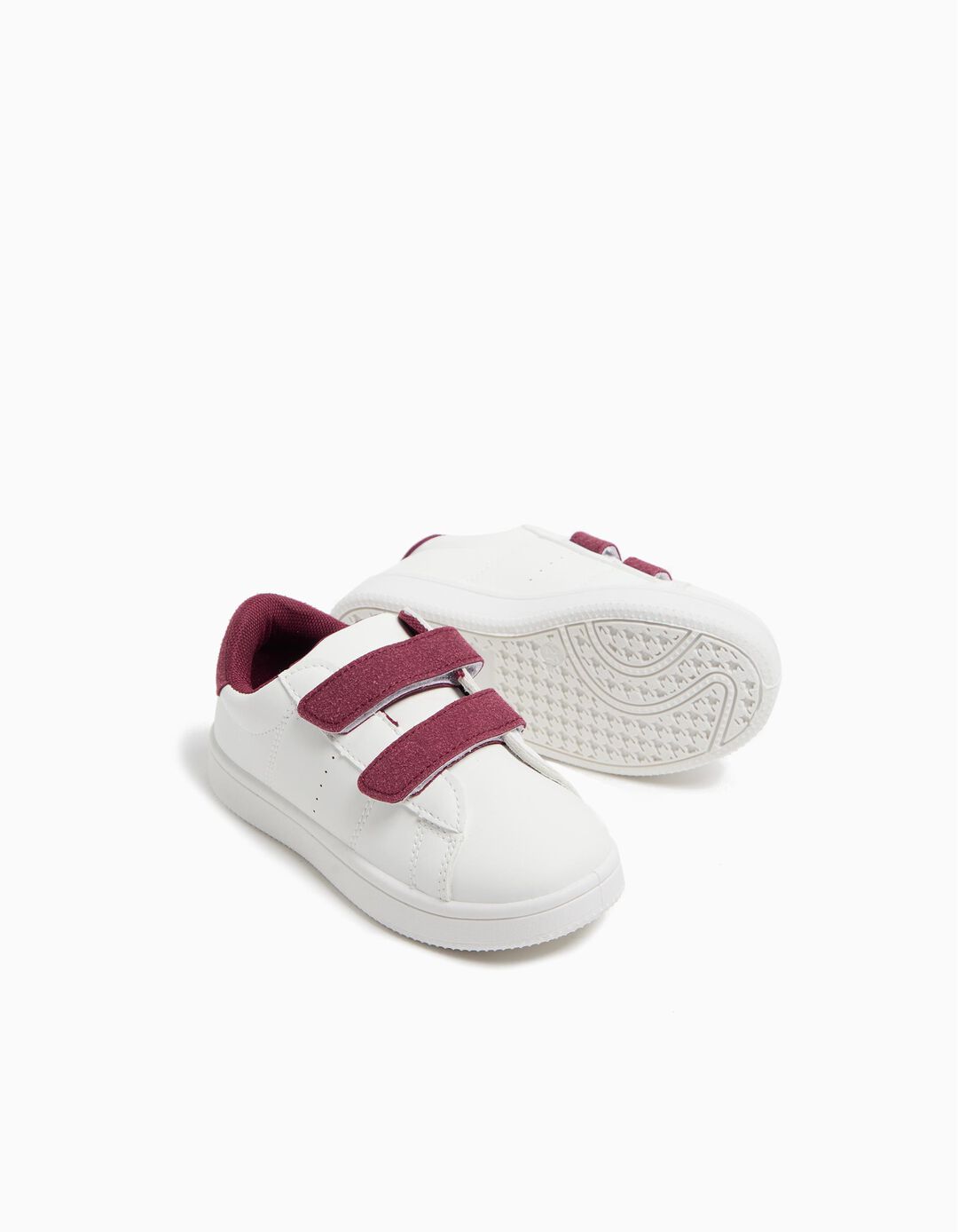 Sapatilhas Contraste Velcros, Bebé, Vermelho Escuro