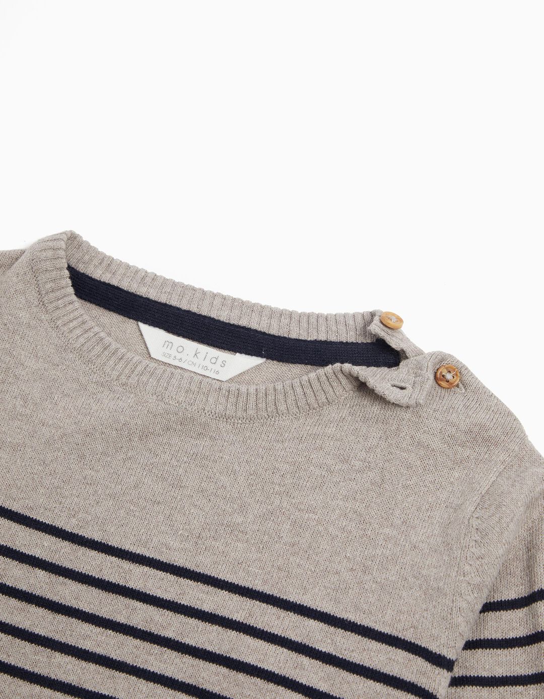 Camisola de Malha Riscas, Bebé Menino, Cinzento Claro