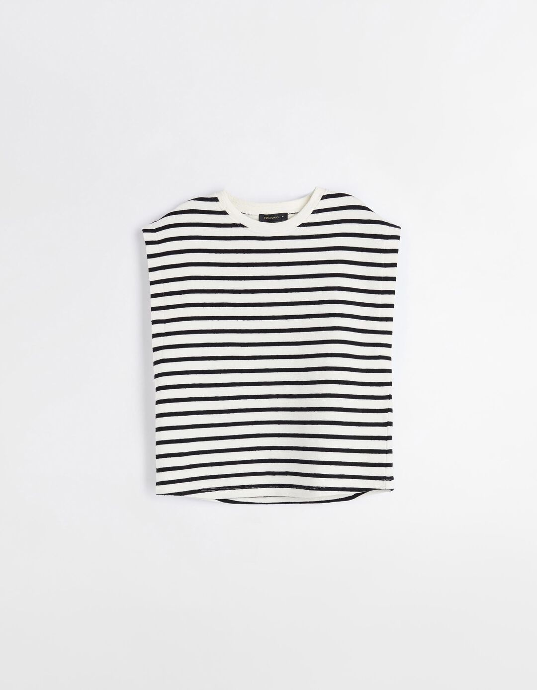 T-shirt Riscas sem Mangas, Mulher, Bege Claro 