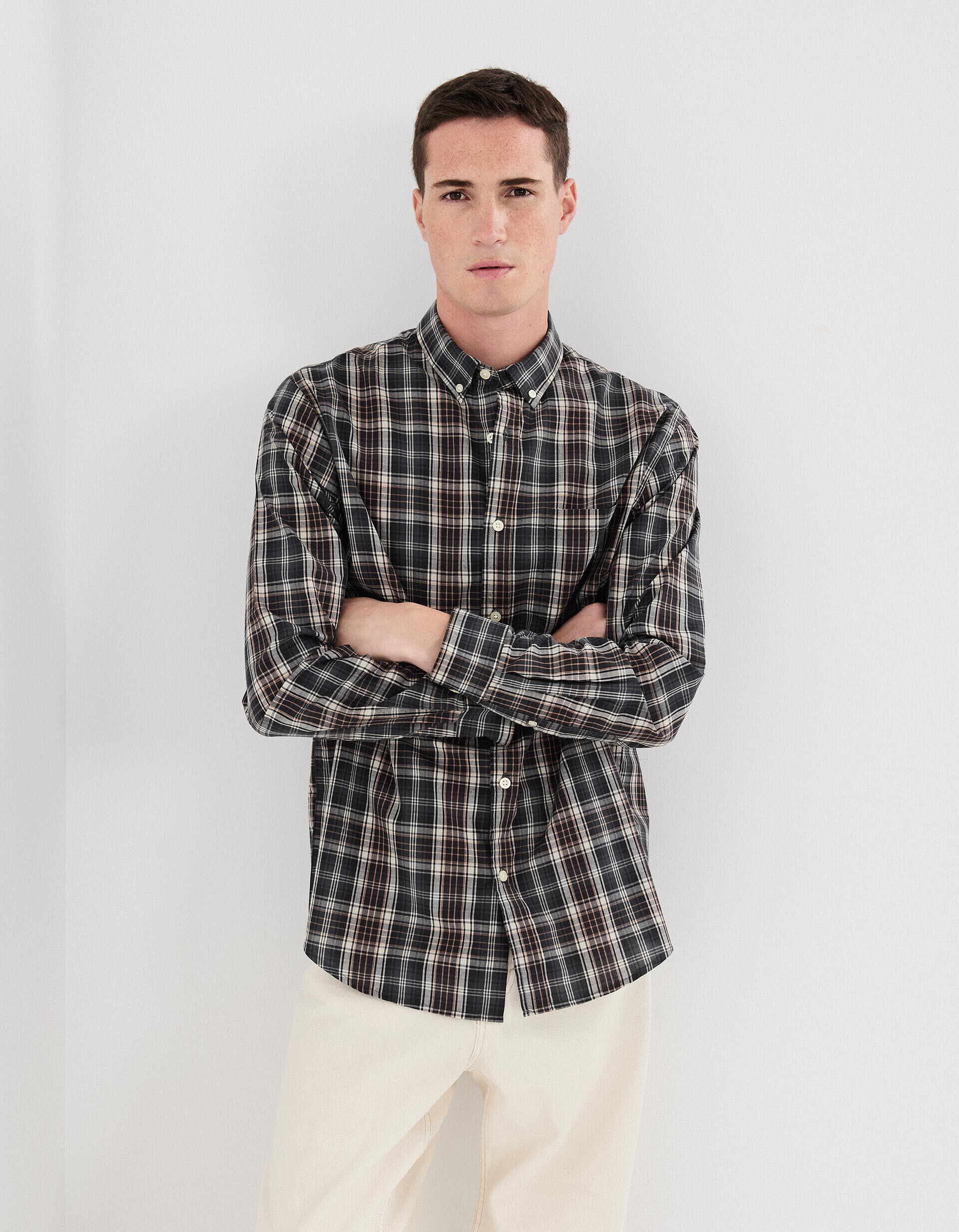 Comprar Online Camisa de Xadrez, Homem, Castanho Escuro