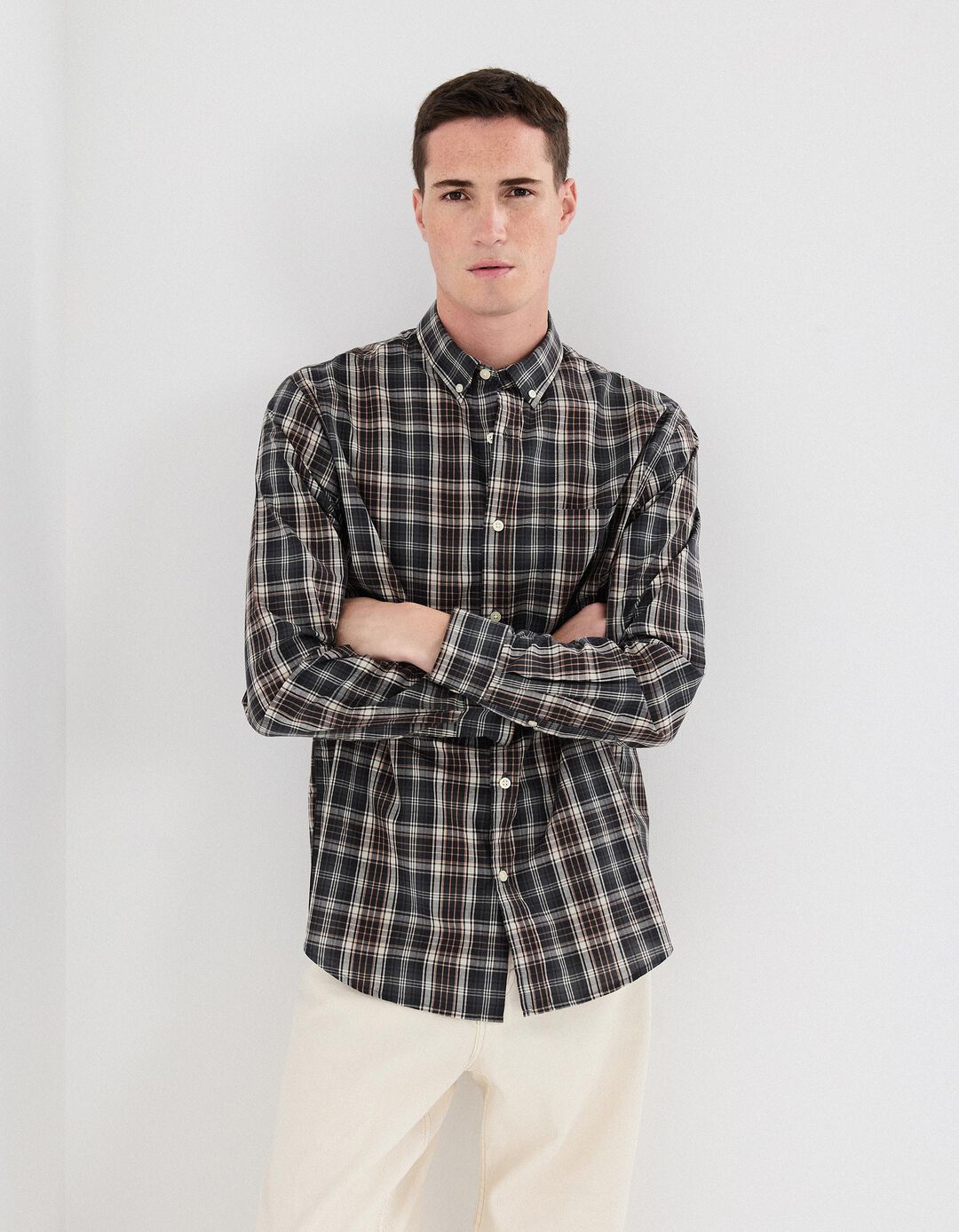 Camisa de Xadrez, Homem, Castanho Escuro