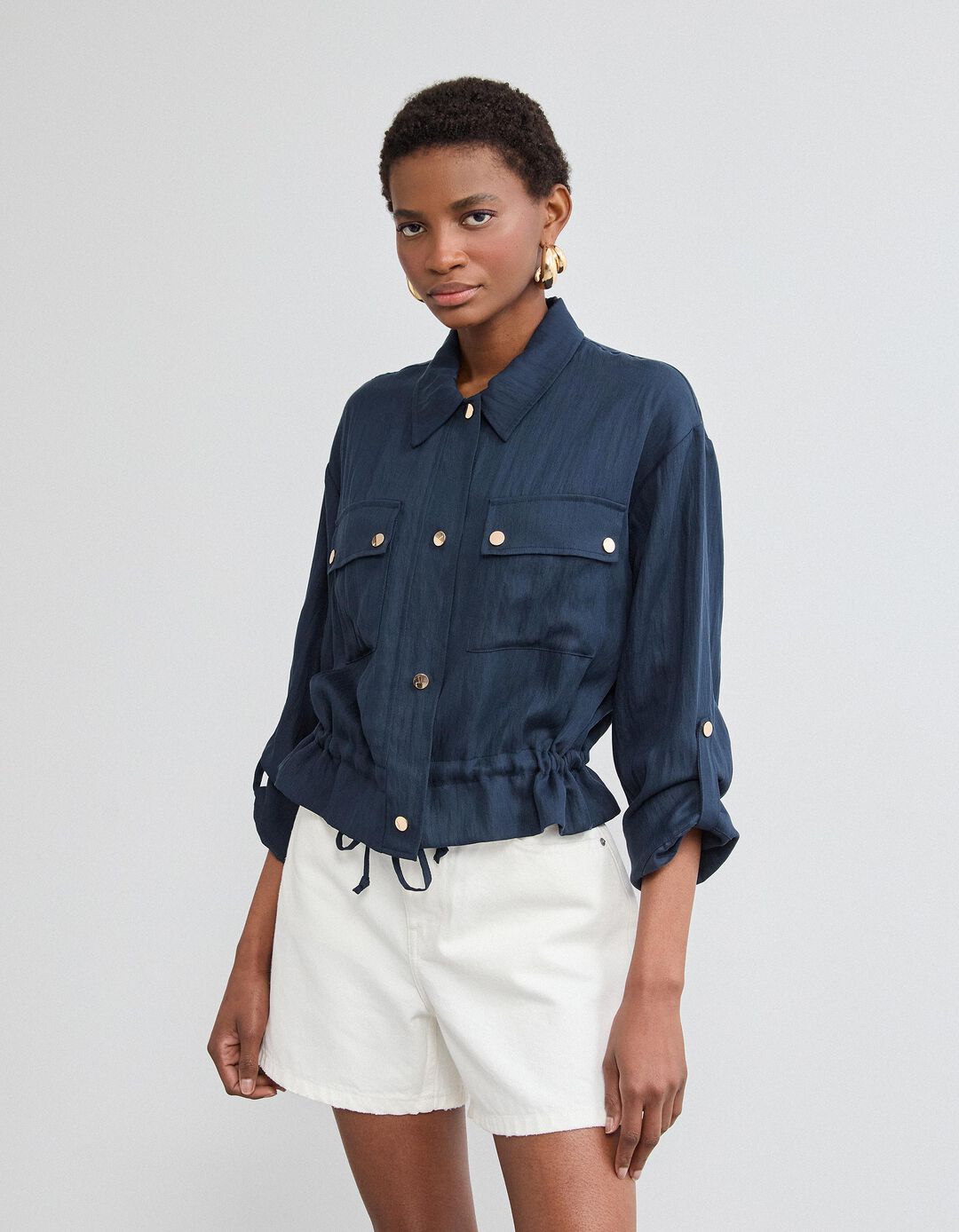 Camisa, Mulher, Azul Escuro