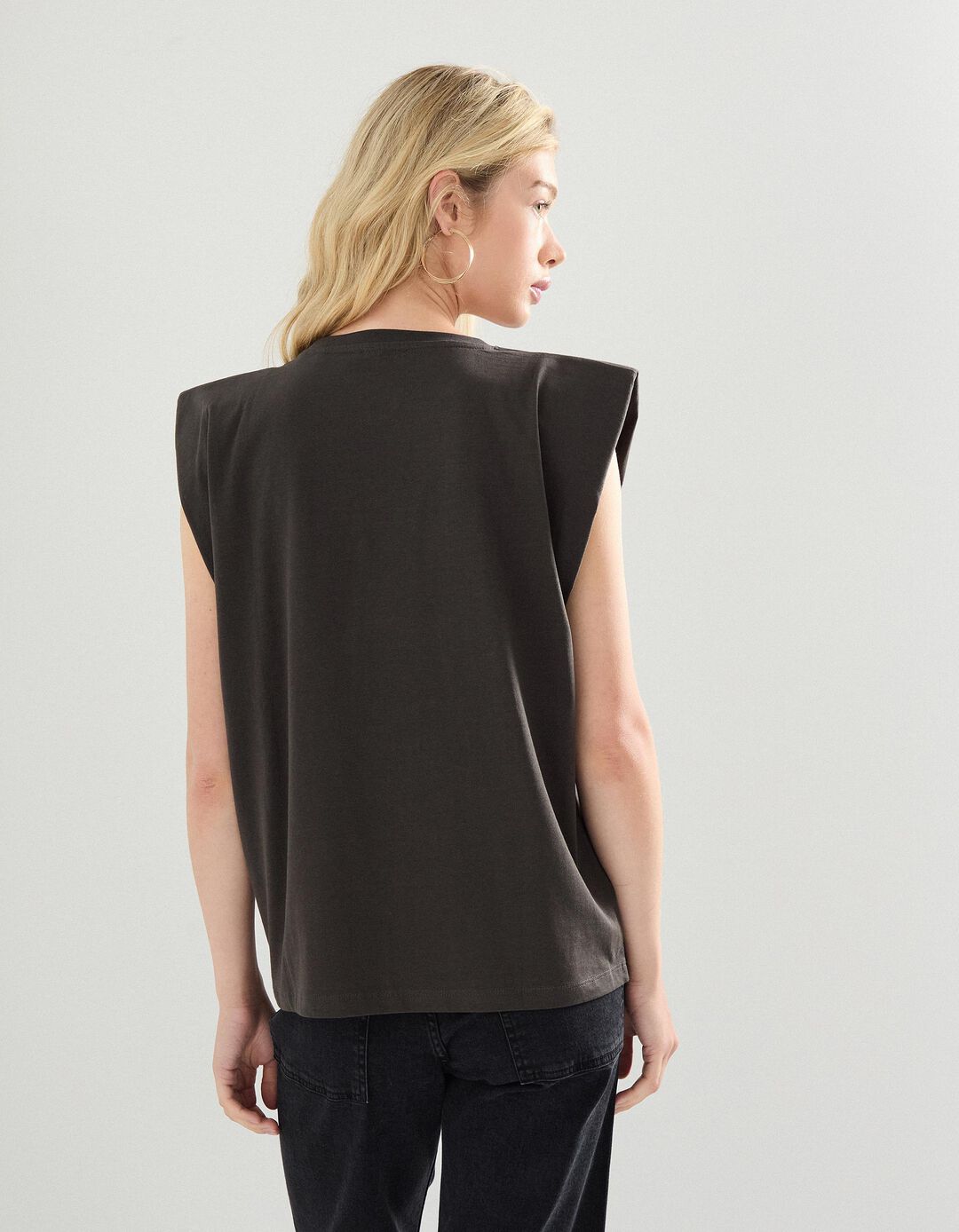 T-shirt sem Mangas, Mulher, Cinzento Escuro 