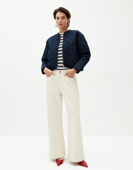 Comprar Online Calças de Ganga Wide Leg, Mulher, Cru