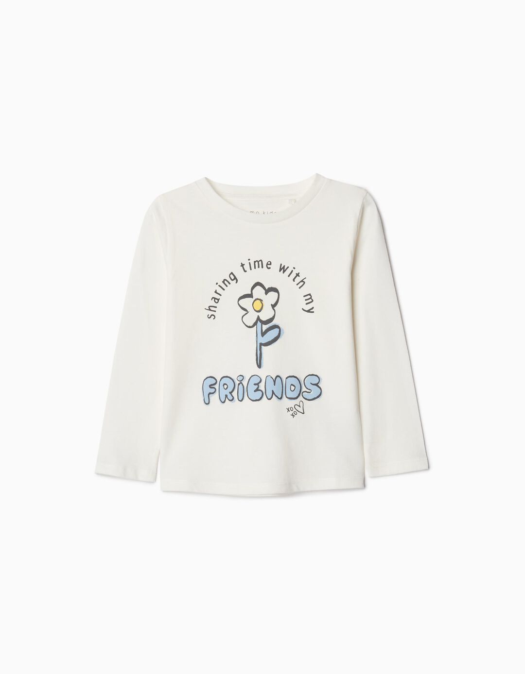 T-shirt de Manga Comprida Estampado, Menina, Branco