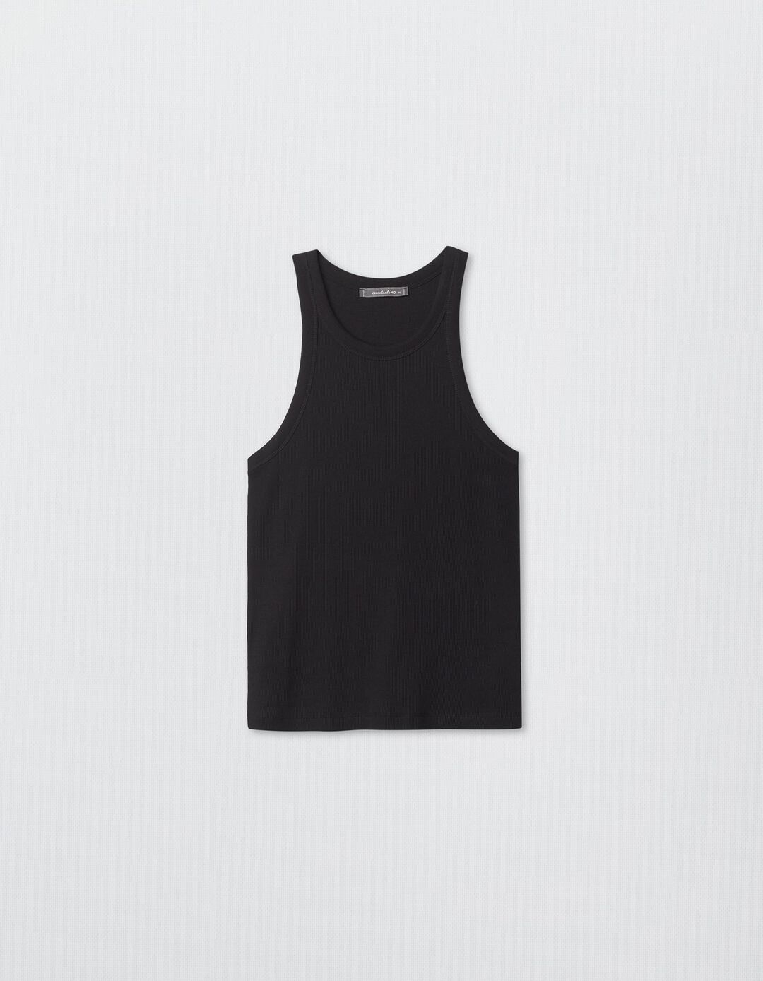 Tank Top Canelado, Mulher, Preto