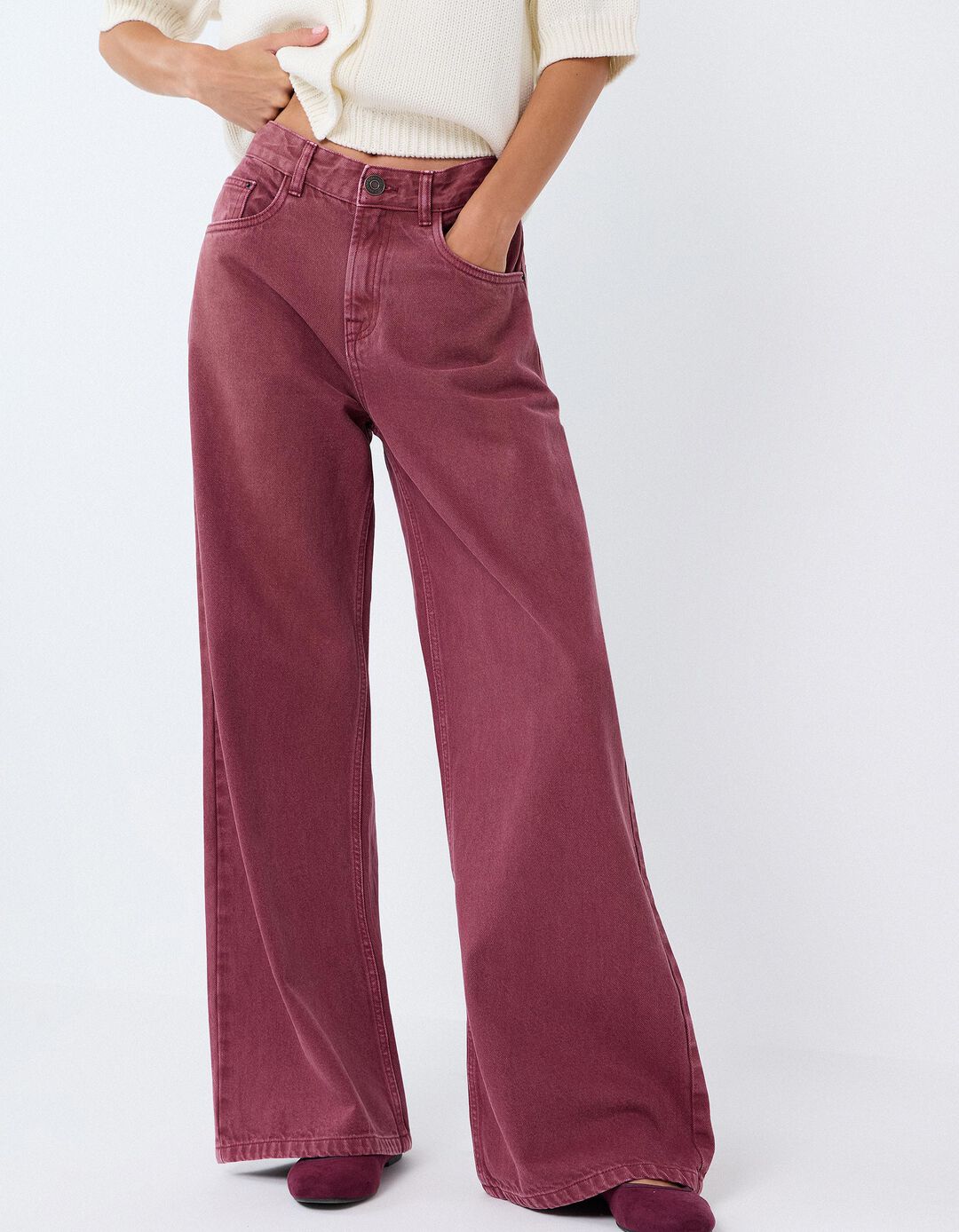 Cal&ccedil;as De Ganga 'Wide Leg', Mulher, Rosa Escuro