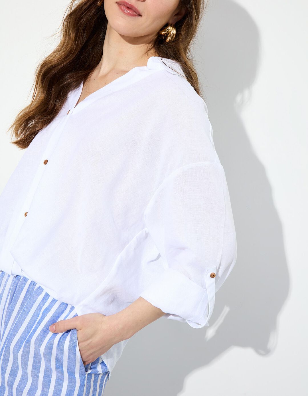 Blusa com Linho, Mulher, Branco 