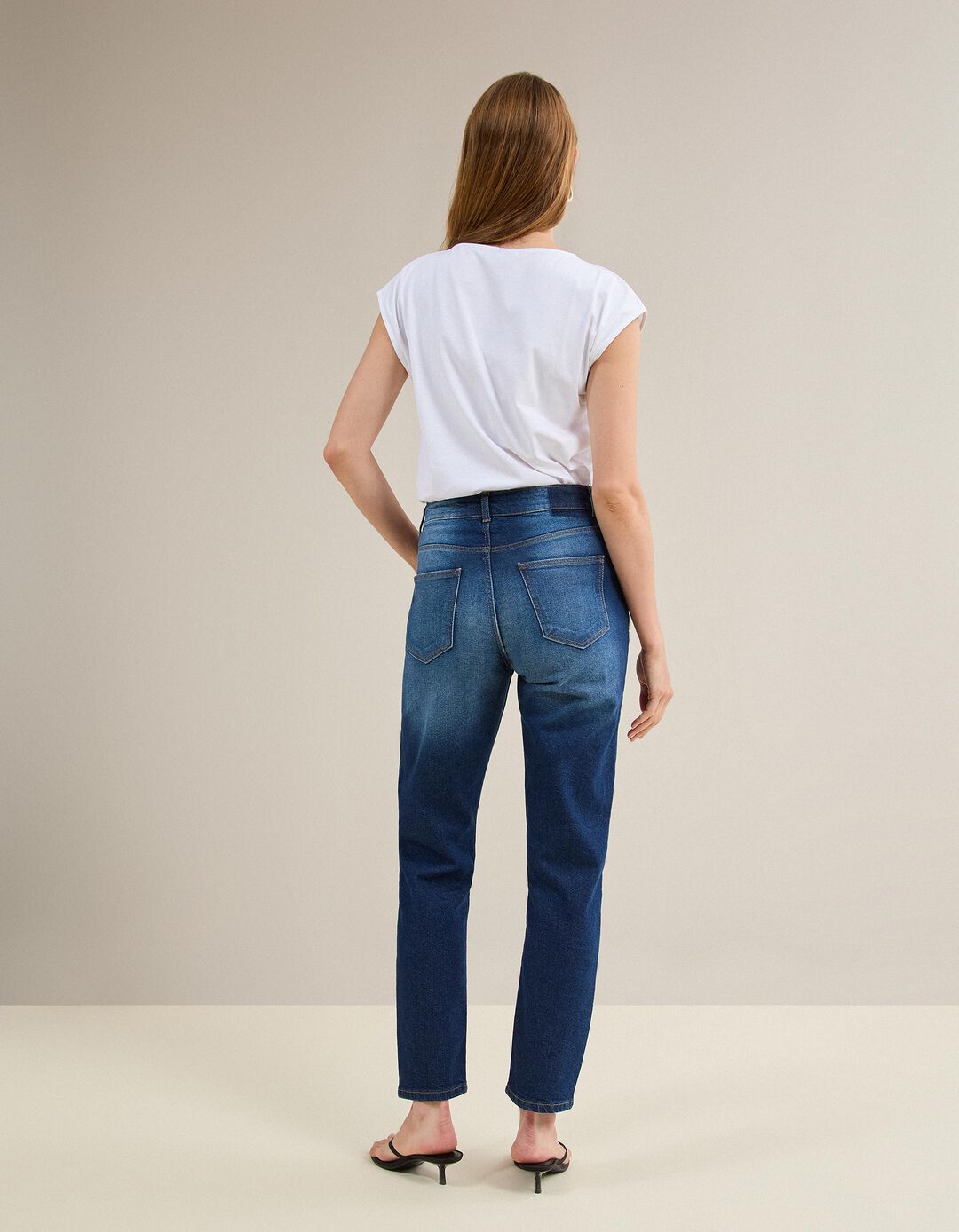 Cal&ccedil;as de Ganga 'Tapered Mom Fit', Mulher, Azul Escuro