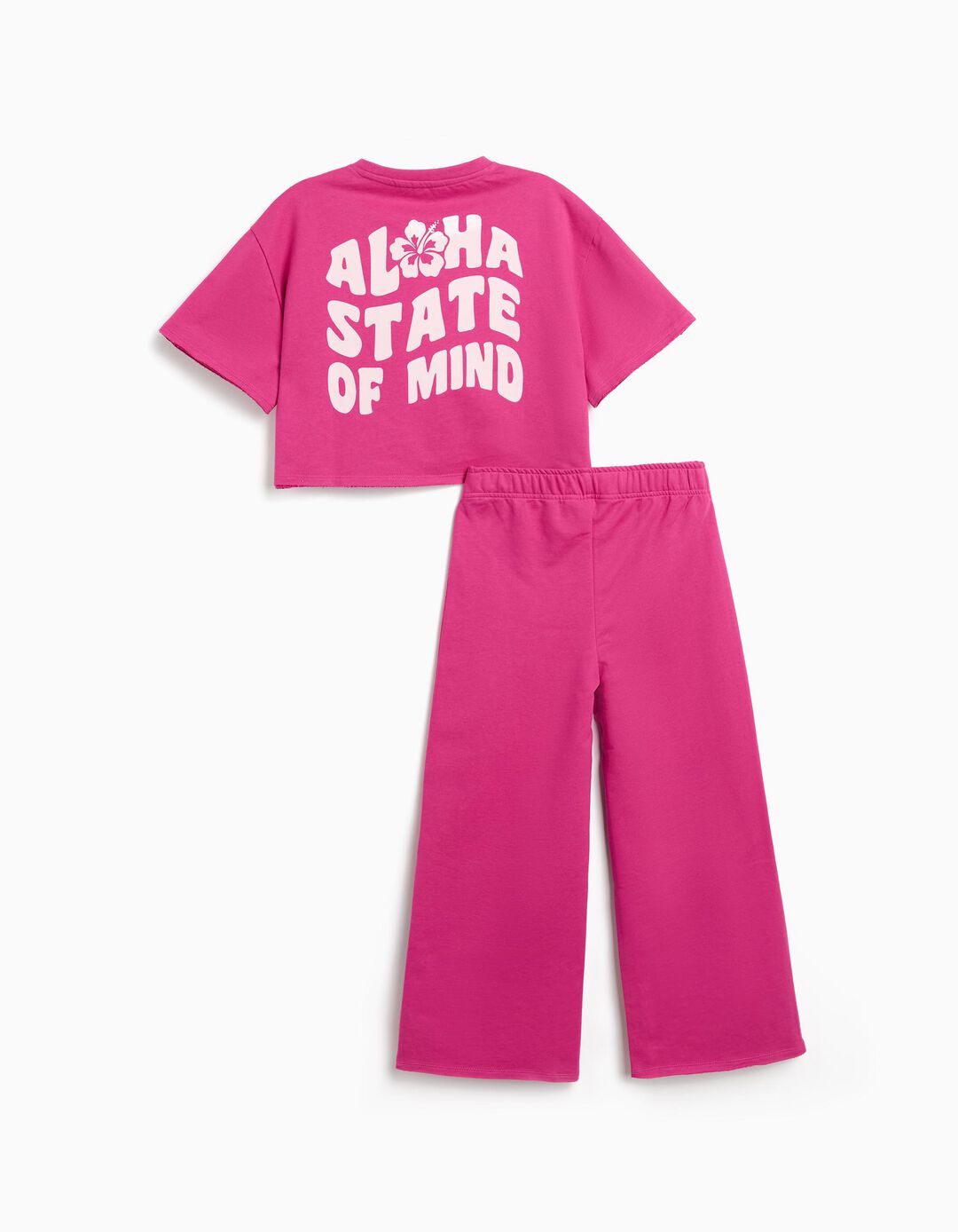 Conjunto de T-shirt e Calças, Menina, Rosa Escuro 