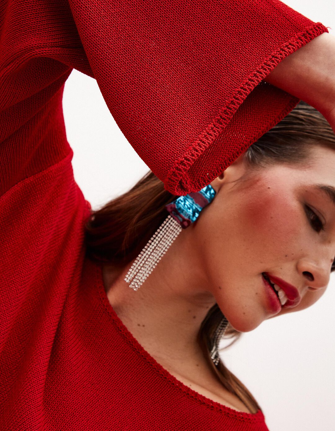 Camisola de Malha, Mulher, Vermelho Escuro
