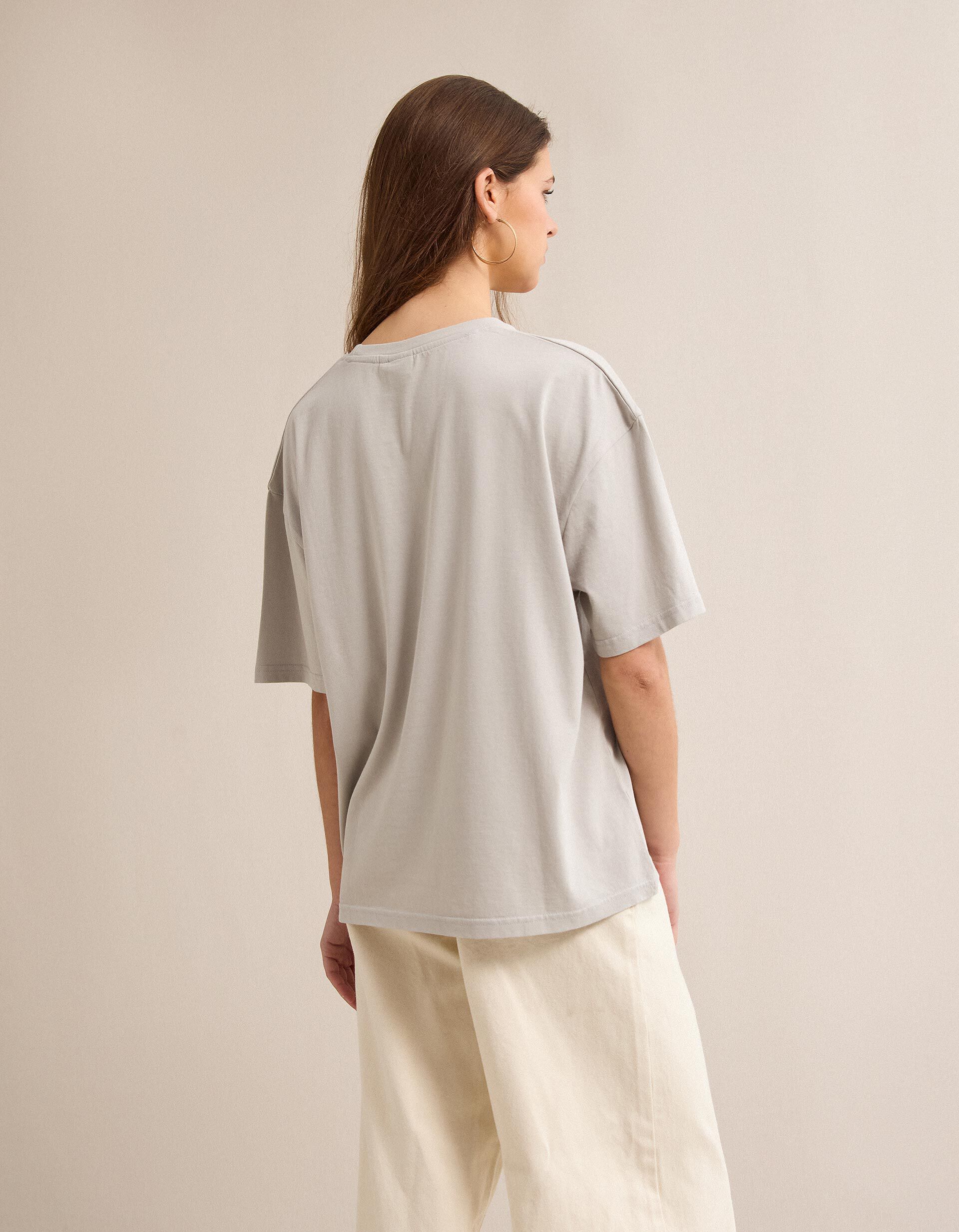 Comprar Online T-shirt Estampada, Mulher, Cinzento Claro