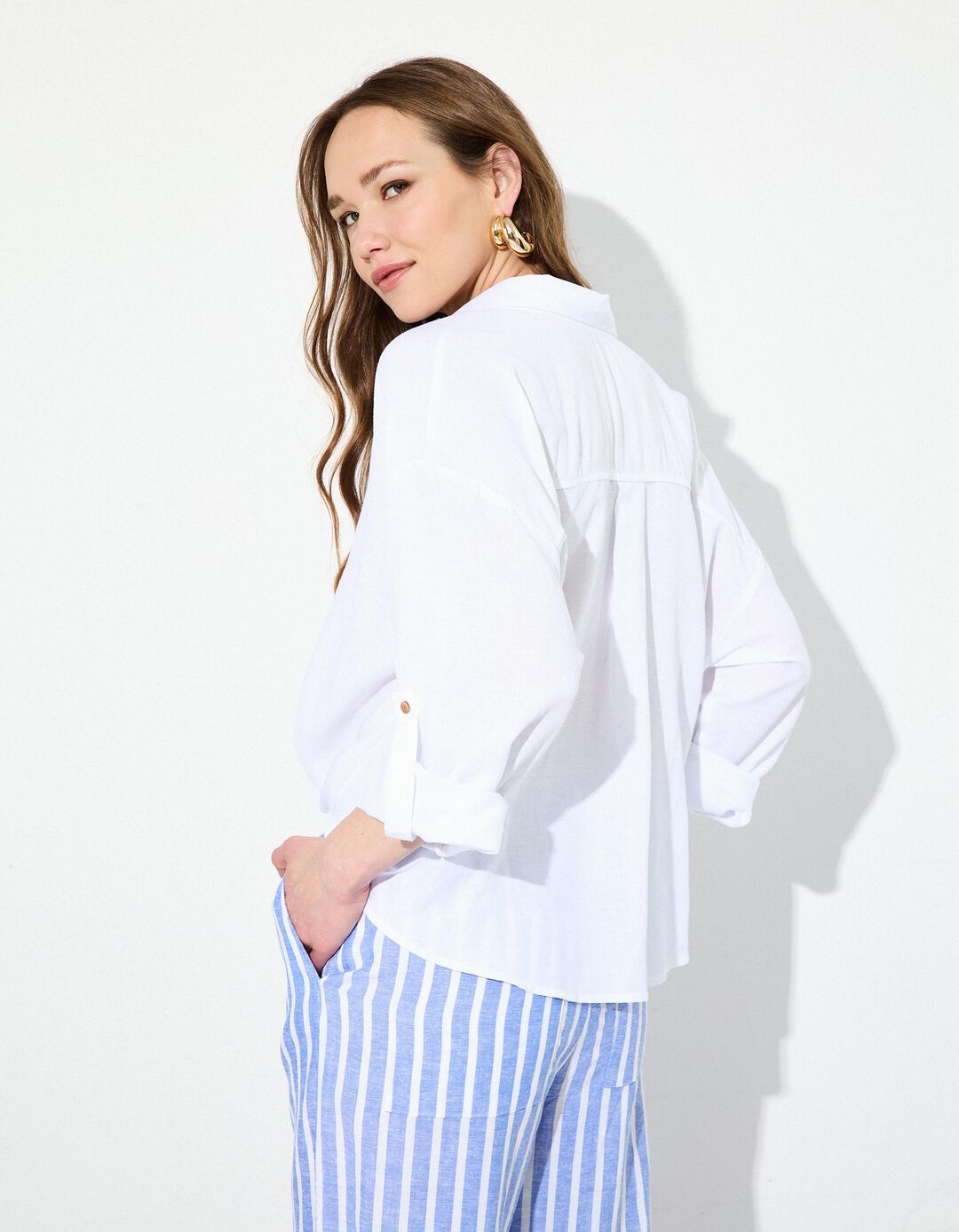 Blusa com Linho, Mulher, Branco 