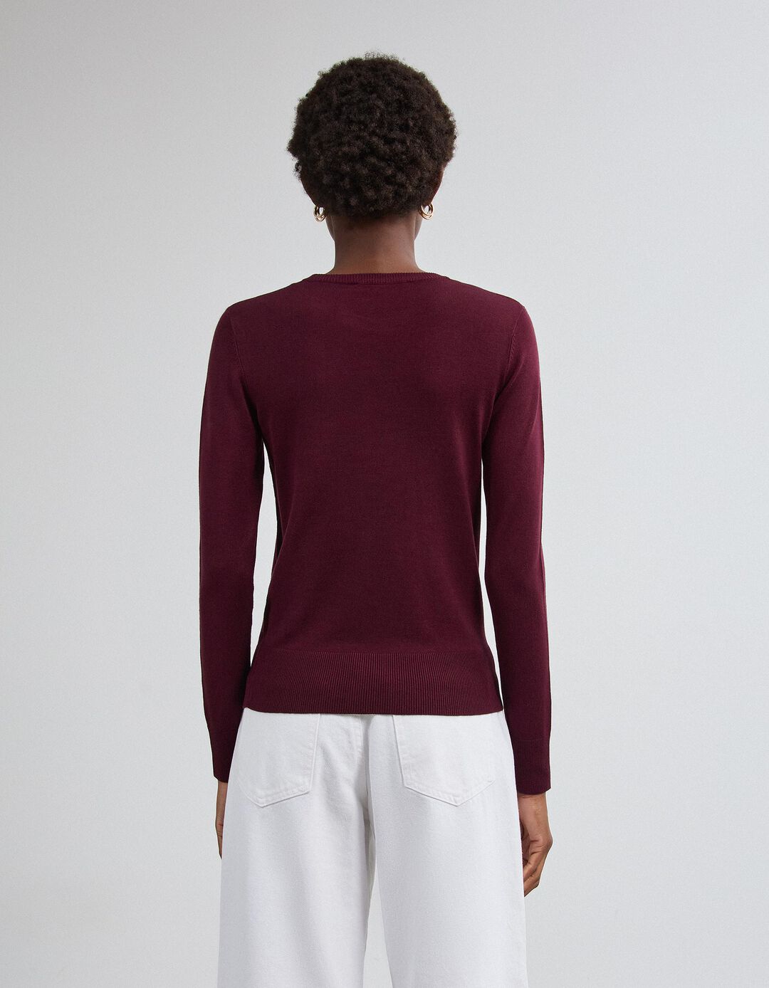 Camisola Tricotada, Mulher, Vermelho Escuro