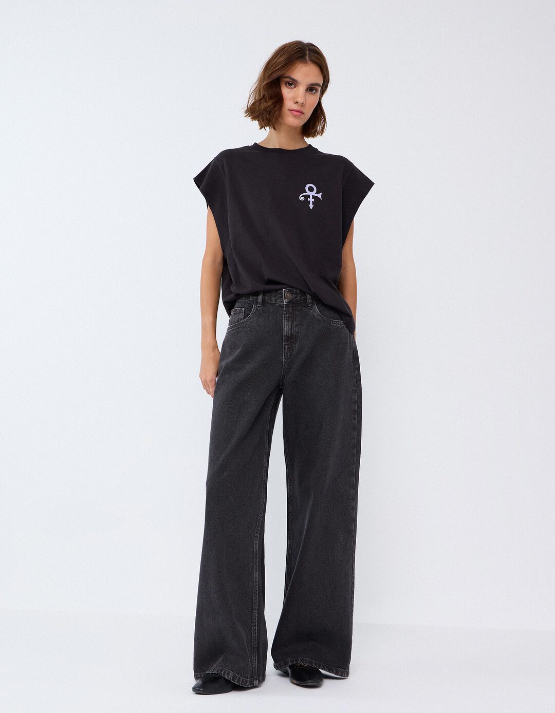 Cal&ccedil;as De Ganga 'Wide Leg', Mulher, Cinzento