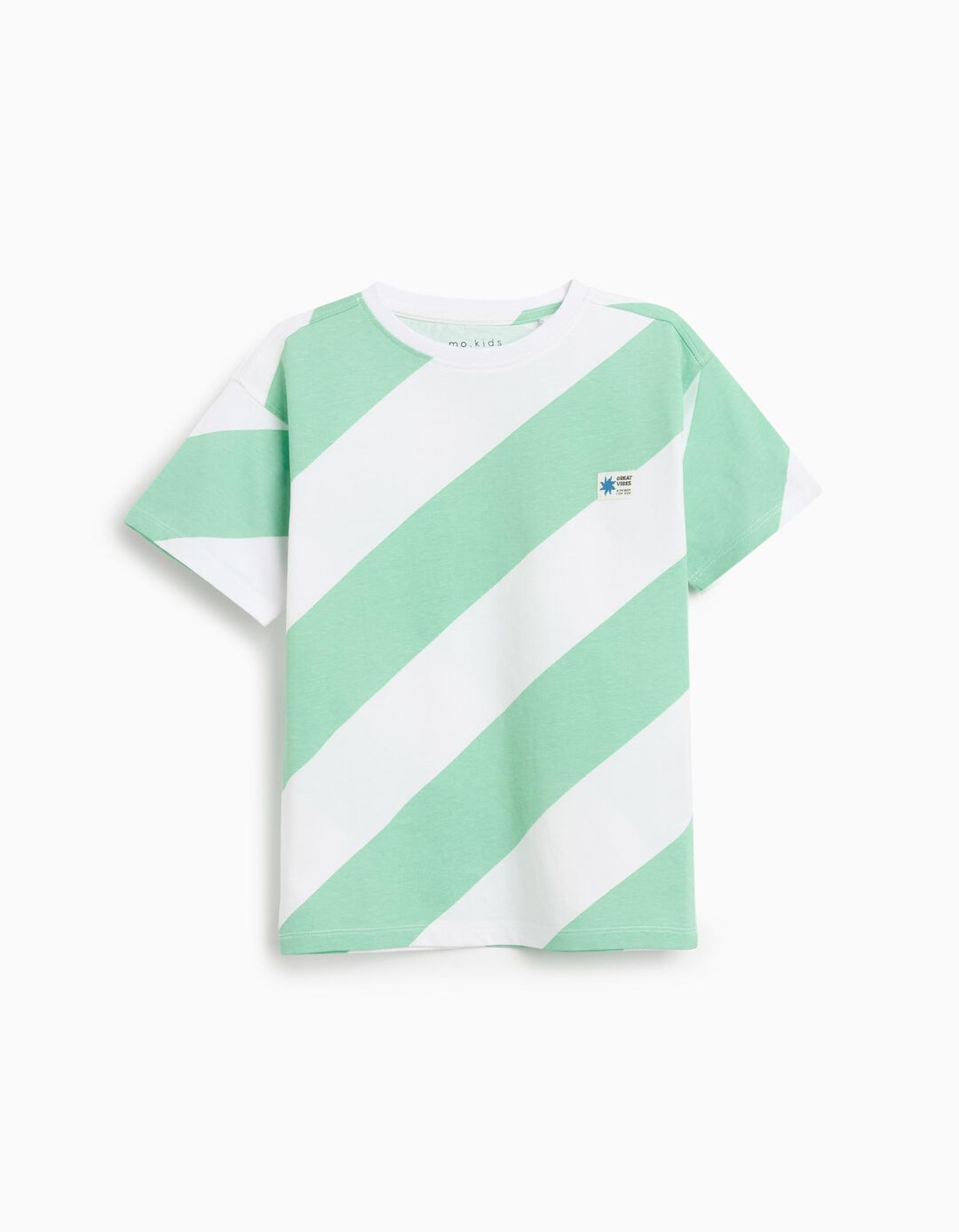 T-shirt Riscas, Menino, Verde Claro 