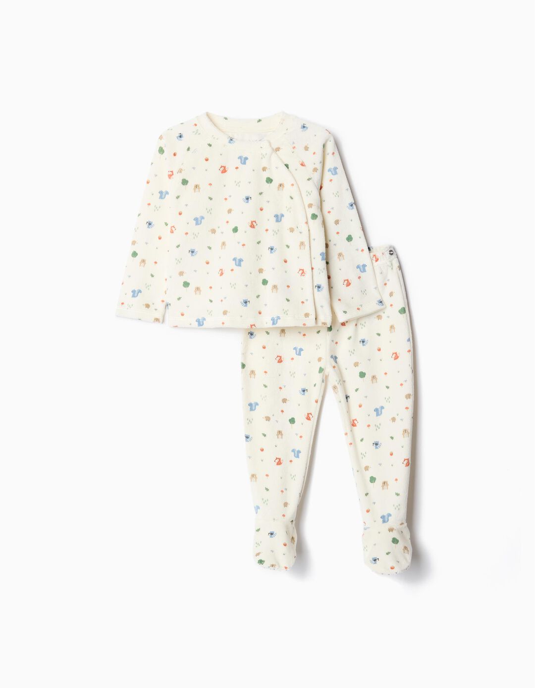 Pijama Aveludado Estampado, Bebé, Bege Claro