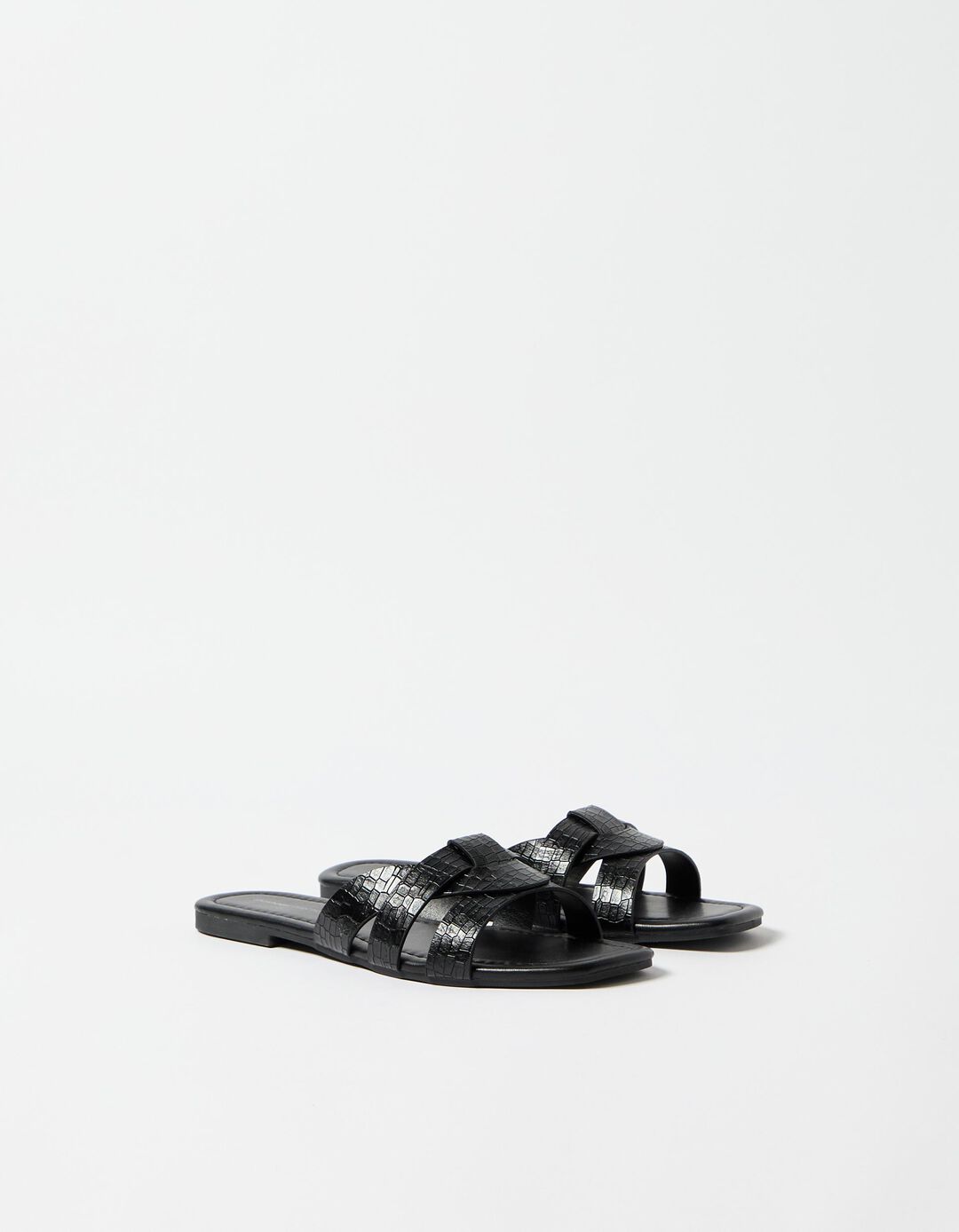 Sandálias Efeito Crocodilo, Mulher, Preto
