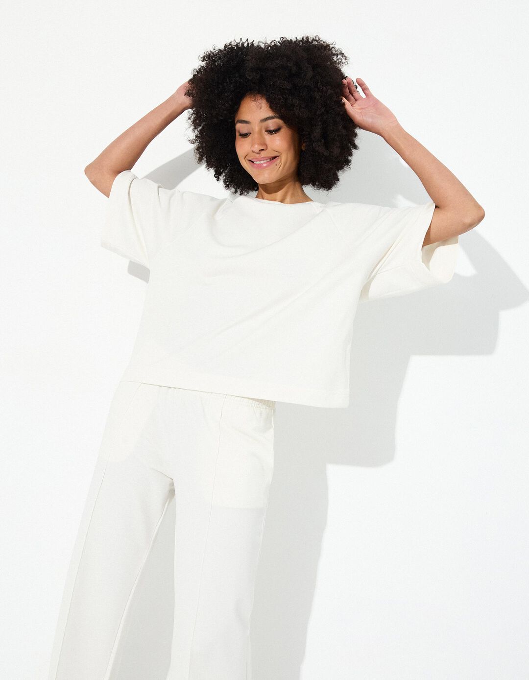 T-shirt Fleece, Mulher, Branco