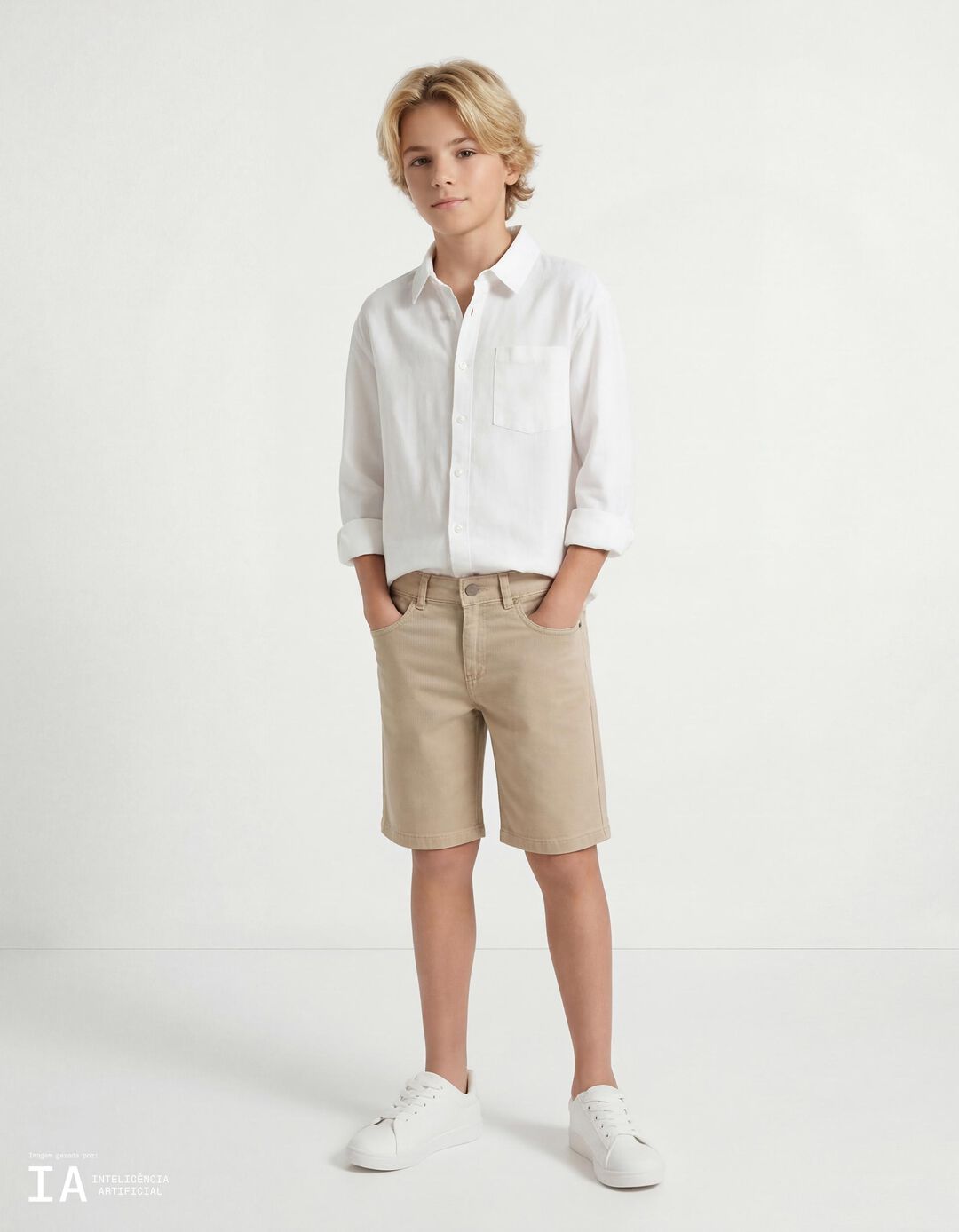 Cal&ccedil;&otilde;es, Menino, Bege