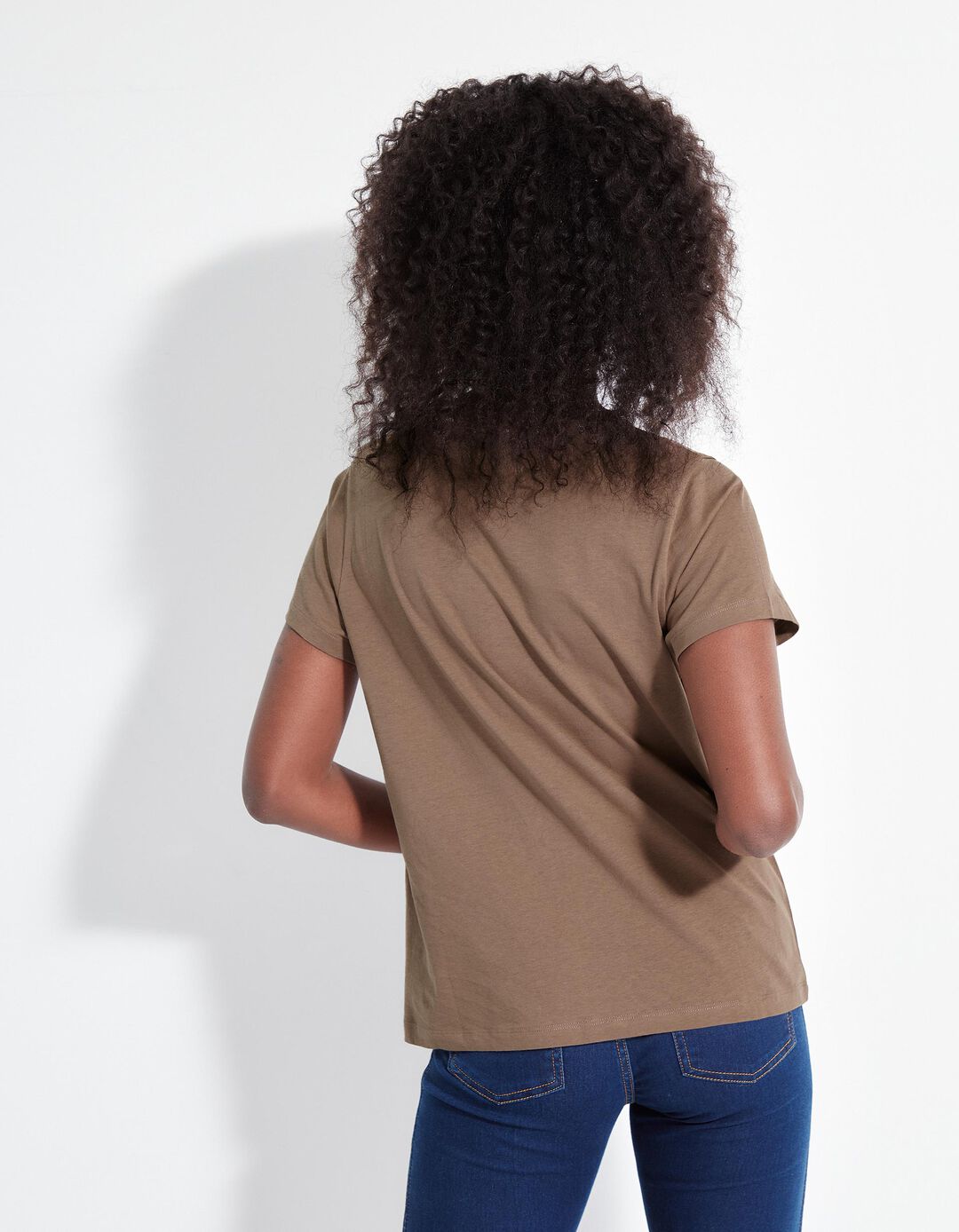 T-shirt, Mulher, Bege Escuro