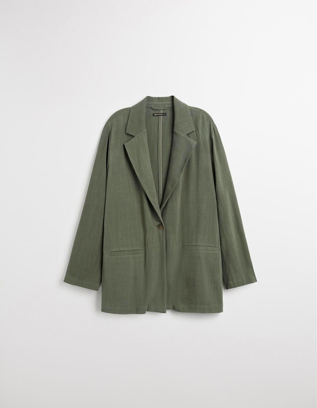 Blazer com Linho, Mulher, Verde Escuro