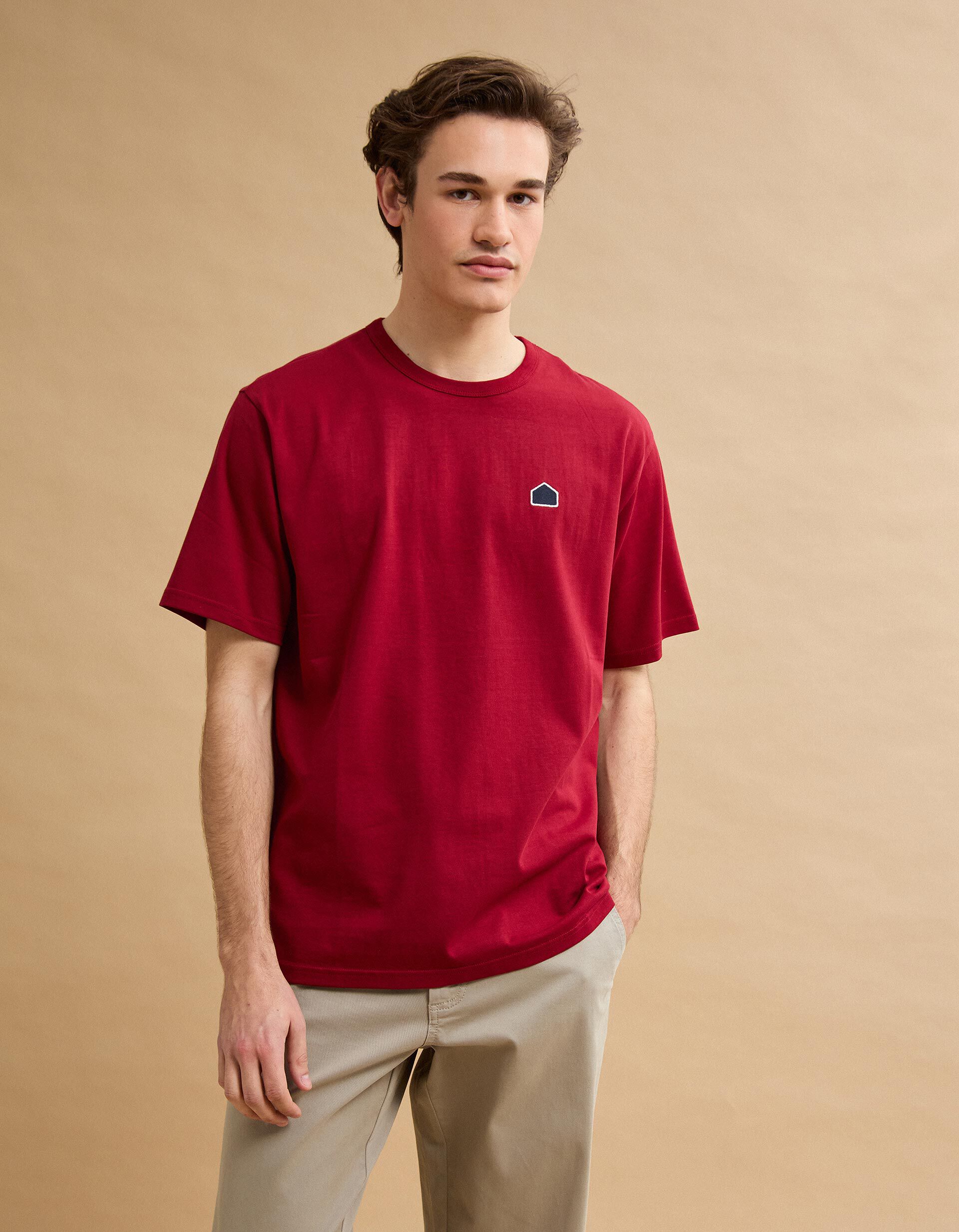 Comprar Online T-shirt Heavy Jersey Bordado, Homem, Vermelho Escuro