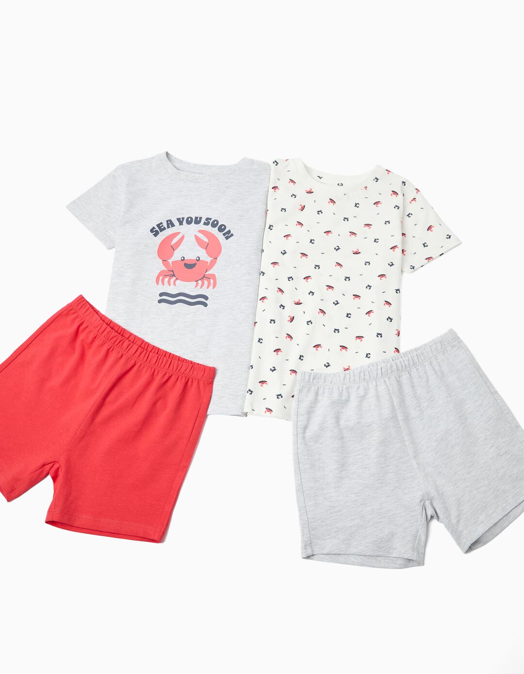 Pack 2 Pijamas Jersey, Menino, Cinzento Claro 