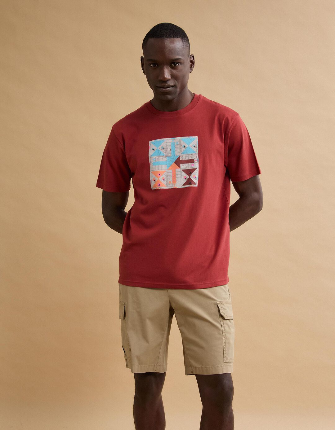 T-shirt Estampada, Homem, Castanho