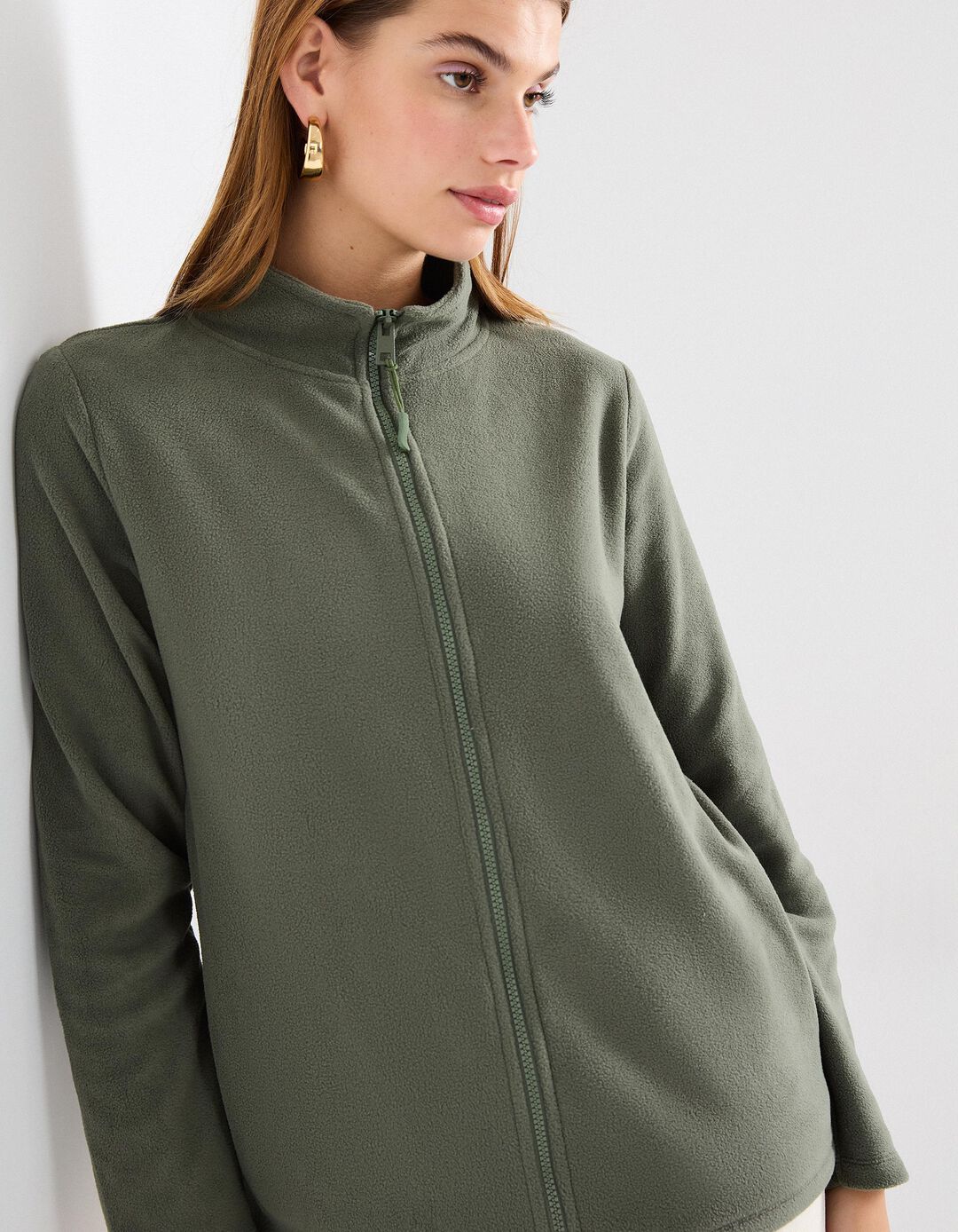 Casaco Polar, Mulher, Verde Escuro