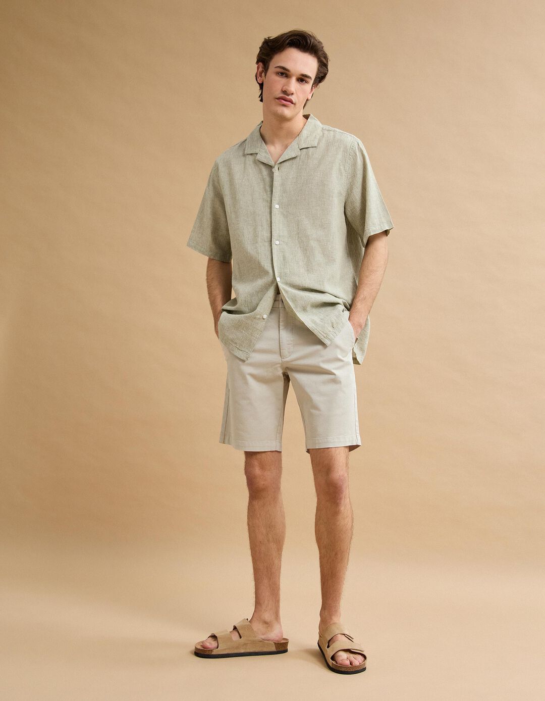 Cal&ccedil;&otilde;es Chino, Homem, Bege Claro