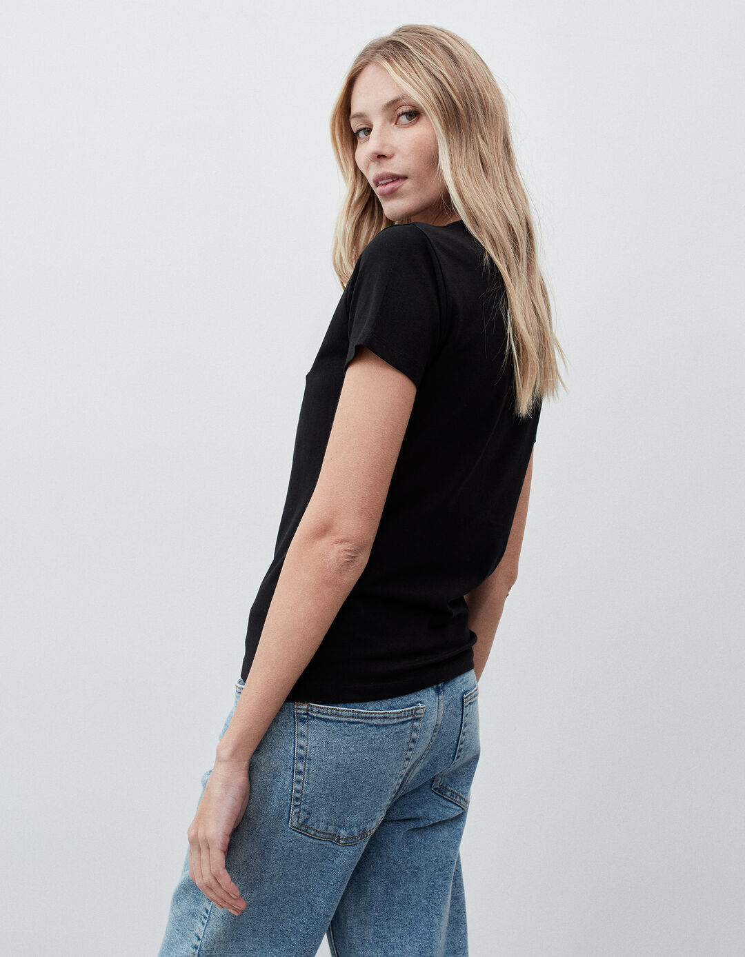 T-shirt Básica, Mulher, Preto